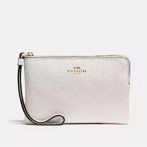 Coach Corner Zip Wristlet Waller Purse Ivory/Gold NEW